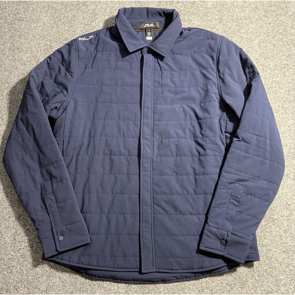 RLX Ralph Lauren Jacket Men's Navy Blue Quilted Overshirt Golf Puffer Medium - Picture 1 of 16